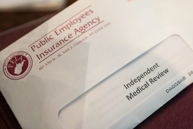An envelope from the Public Employees Insurance Agency. There's a letter inside. "independent medical review"