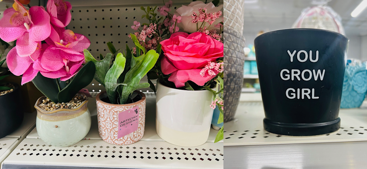 artificial plants and pots