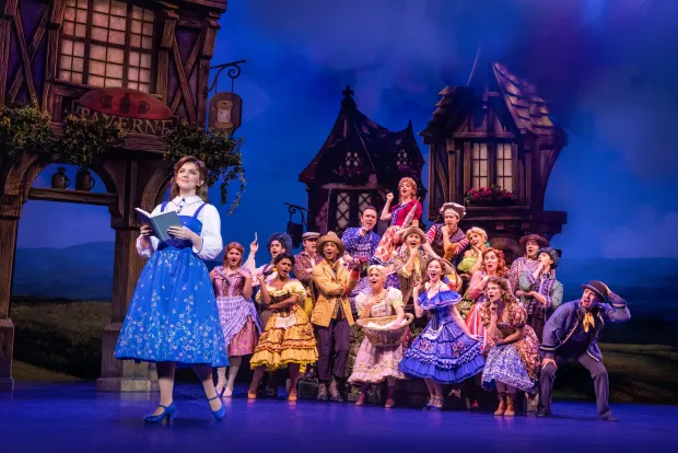 A voracious reader named Belle (Kyla Belle Johnson) and an ensemble of townsfolk. "Disney's Beauty and the Beast." The show's national tour will run from April 7th to 12th at The Bushnell. (Matthew Murphy)